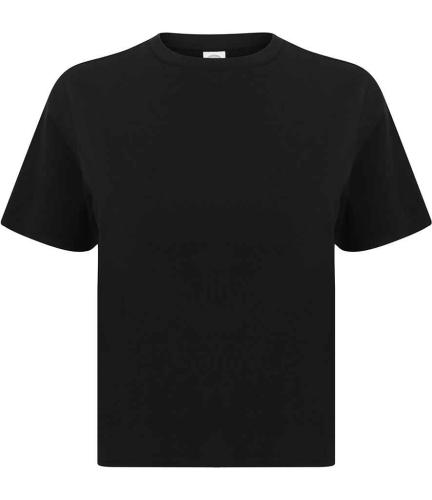 SF Ladies Cropped Boxy T-Shirt - BLK - L